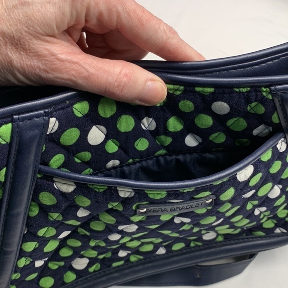 Vera Bradley Quilted Crossbody Bag Purse Navy with Polka Dots Adjustable Strap - Picture 3 of 13